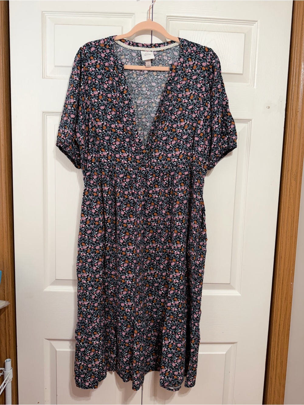 Knox Rose Black Maxi Dress with Pink and Coral Floral Print
